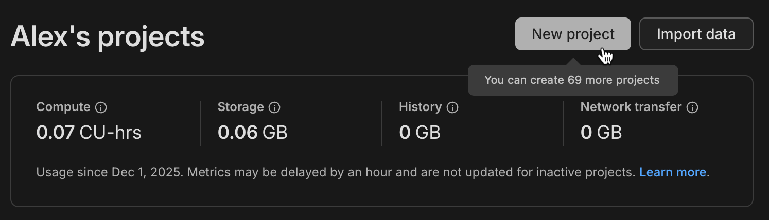 Free plan 70 projects